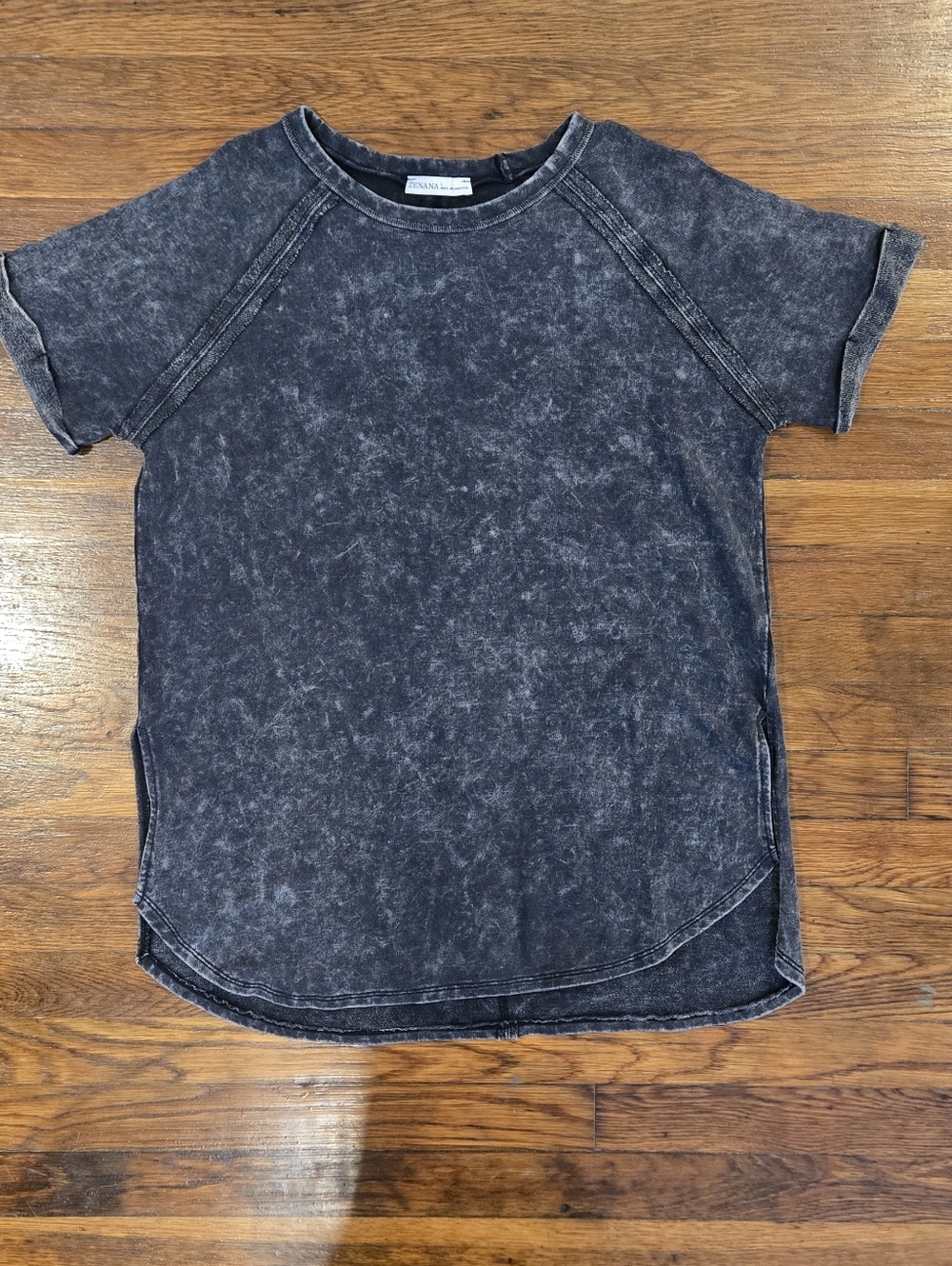 Zenana Mineral Wash Top | Edgy Boho Seam Detail Tee | Relaxed Fit | L and Xl